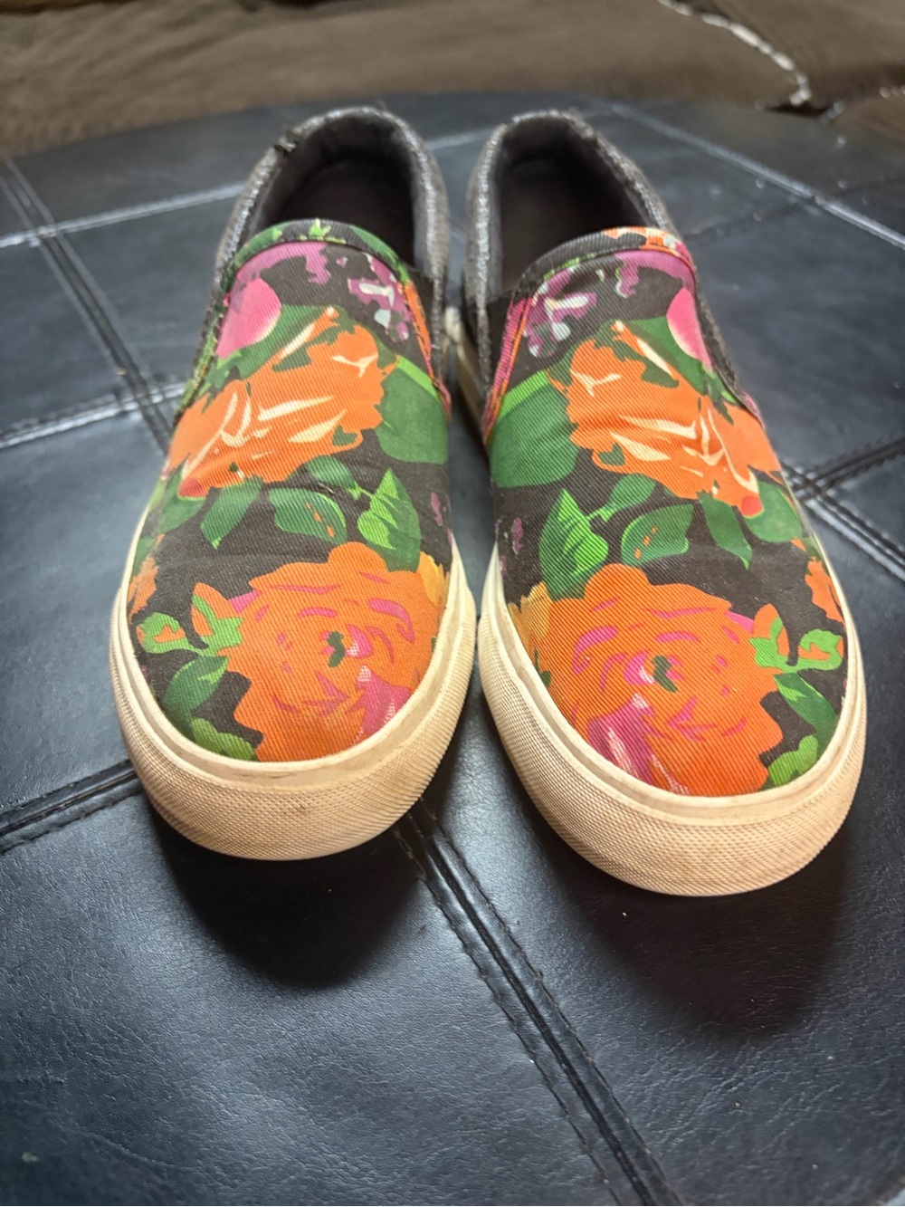 Pink & Pepper Orange Floral Slip-On Mules